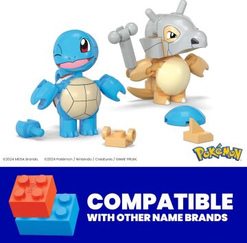 MEGA Pokémon Oyuncak Seti Squirtle & Cubone 45 Parça, 2 Poseable Karakter ve Poké Topu, 2 İnç Boyunda, Çocuklar için, HXP15