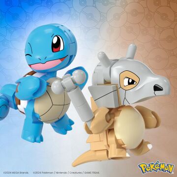 MEGA Pokémon Oyuncak Seti Squirtle & Cubone 45 Parça, 2 Poseable Karakter ve Poké Topu, 2 İnç Boyunda, Çocuklar için, HXP15
