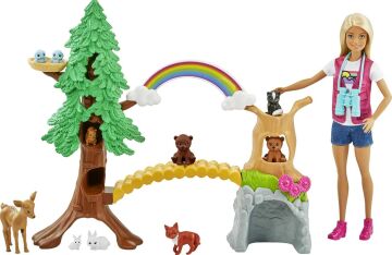 Barbie Tropikal Yaşam Rehberi Bebek ve Oyun Seti, Barbie Bebek ve 10 Hayvan Figürü İle GTN60