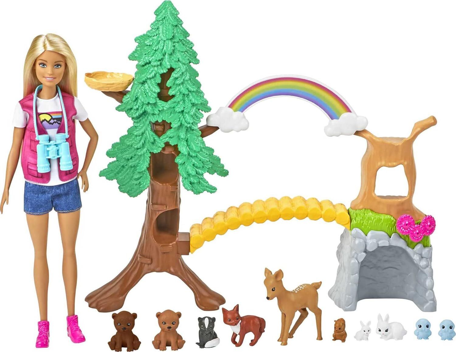 Barbie Tropikal Yaşam Rehberi Bebek ve Oyun Seti, Barbie Bebek ve 10 Hayvan Figürü İle GTN60