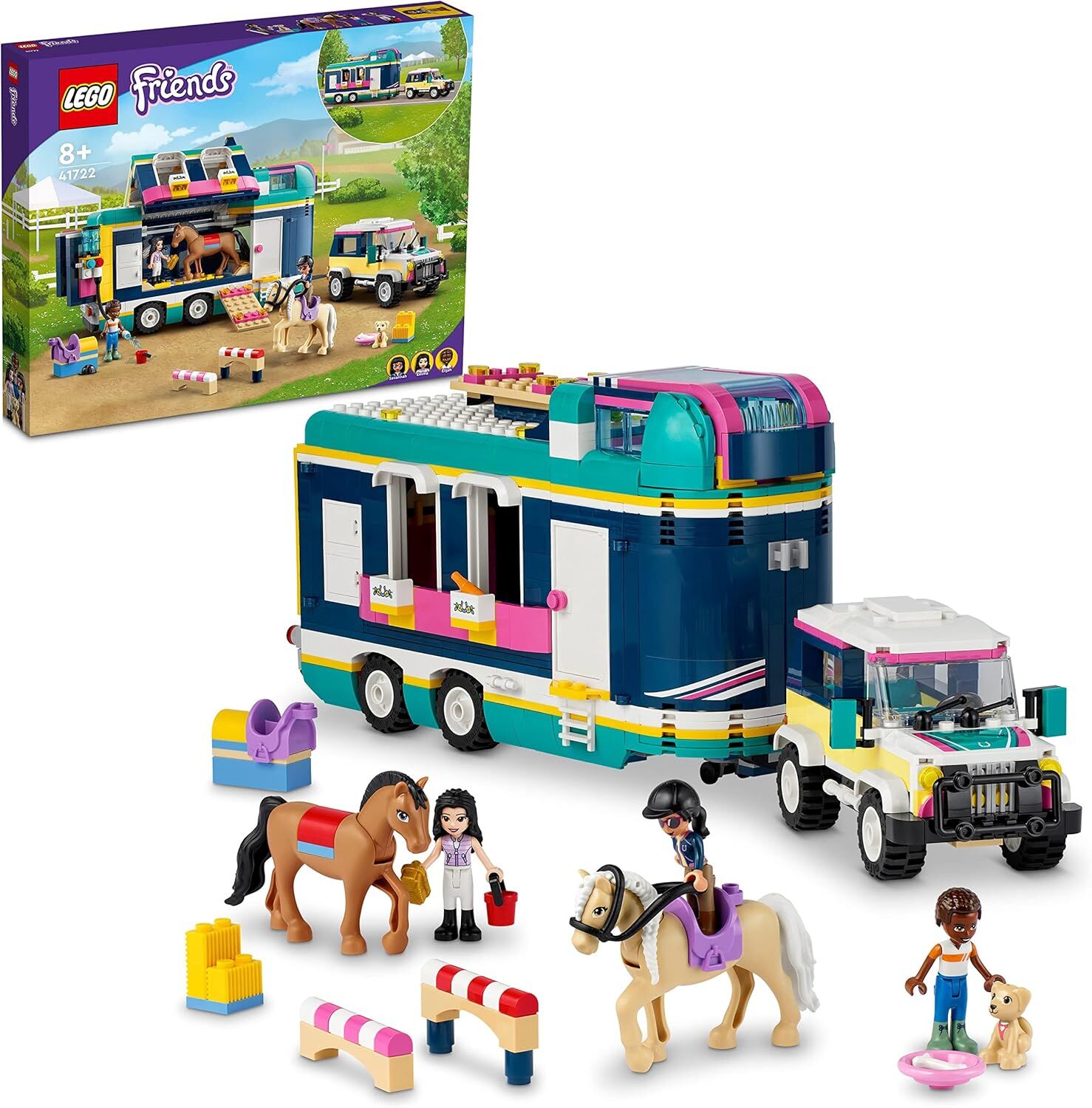LEGO® Friends At Gösterisi Römorku 41722-8 Yaş ve Üzeri Çocuklar için At Binme Ekipmanı İçeren Oyuncak Yapım Seti (989 Parça)