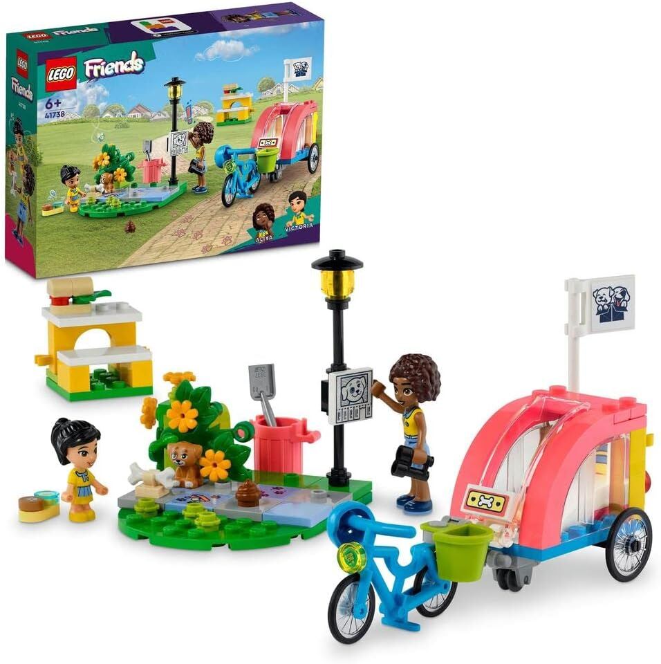 LEGO® Friends Köpek Kurtarma Bisikleti 41738-6 Yaş ve Üzeri Çocuklar için Çıkarılabilir Römorklu Oyuncak Yapım Seti (125 Parça)
