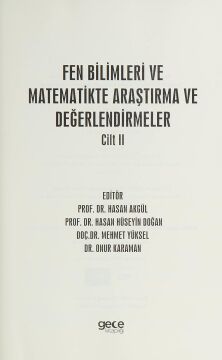 Fen Bilimleri ve Matematikte Araştırma ve Değerlendirmeler Cilt 2