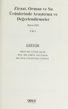 Ziraat, Orman ve Su Ürünlerinde Araştırma ve Değerlendirmeler Cilt 2
