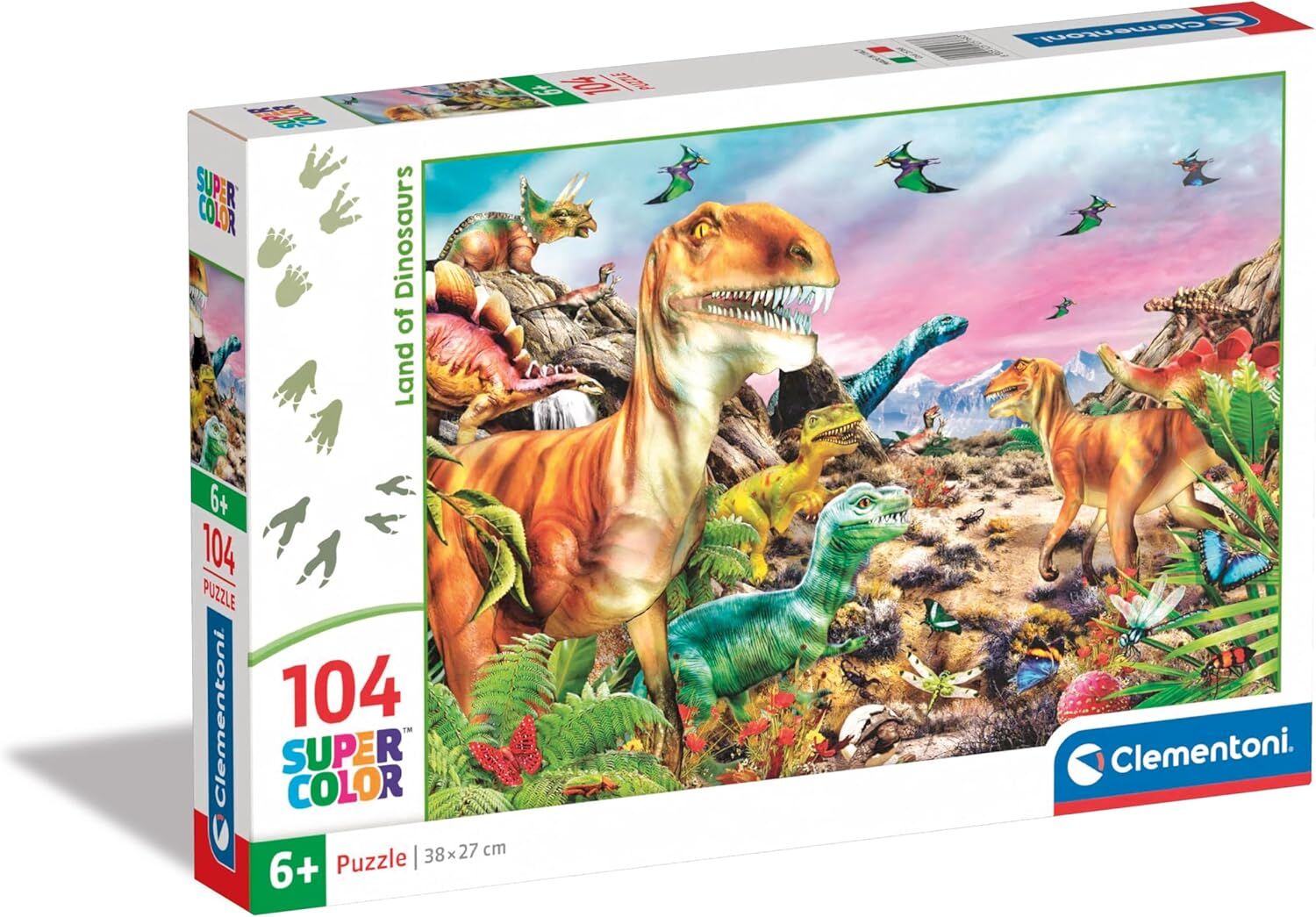 CLEMENTONI 104 el. Super Kolor Land of Dinosaurs [PUZZLE]