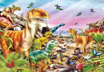 CLEMENTONI 104 el. Super Kolor Land of Dinosaurs [PUZZLE]