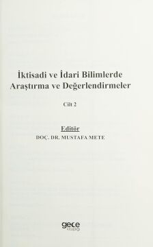 İktisadi ve İdari Bilimlerde Araştırma ve Değerlendirmeler Cilt 2