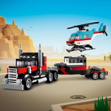 LEGO Creator Helikopterli Açık Kasa Kamyon 31146-7 Yaş ve Üzeri Çocuklar için 3’ü 1 Arada Yaratıcı Oyuncak Yapım Seti (270 Parça)