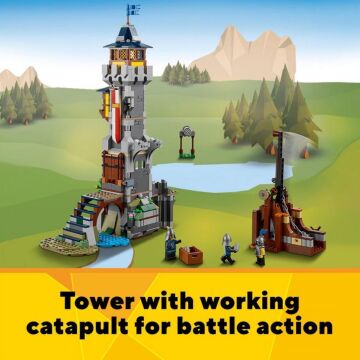 LEGO Creator 3’ü 1 Arada Ortaçağ Kalesi 31120 - Hendekli ve Köprülü Kale, 3 Minifigür İçeren Oyuncak Yapım Seti (1426 Parça)