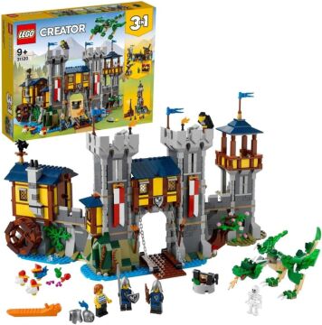 LEGO Creator 3’ü 1 Arada Ortaçağ Kalesi 31120 - Hendekli ve Köprülü Kale, 3 Minifigür İçeren Oyuncak Yapım Seti (1426 Parça)