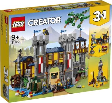 LEGO Creator 3’ü 1 Arada Ortaçağ Kalesi 31120 - Hendekli ve Köprülü Kale, 3 Minifigür İçeren Oyuncak Yapım Seti (1426 Parça)