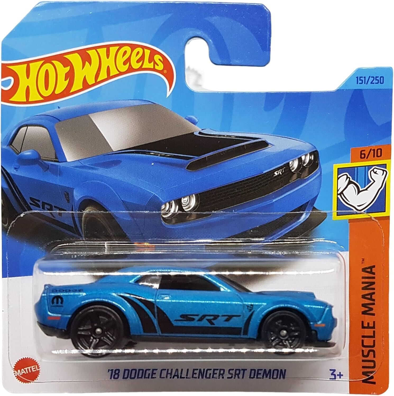Hot Wheels - ´18 Dodge Challenger SRT Demon - Muscle Mania 6/10 - HKJ54 - Short Card - Mopar - mavi metalik - Mattel 2023