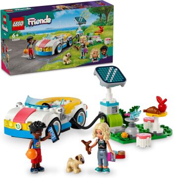 LEGO Friends Elektrikli Araba ve Şarj İstasyonu 42609-6 Yaş ve Üzeri Çocuklar için Zac ve Nova Minifigürü İçeren Yaratıcı Oyuncak Yapım Seti (170 Parça)