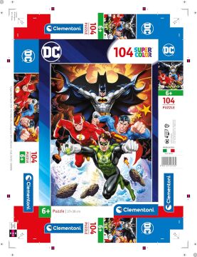 Clementoni 25723 Supercolor Dc Comics-Justice League 104 parça yapboz, 6 yaşından büyük çocuklar için, İtalya'da üretilmiştir, çok renkli, orta boy