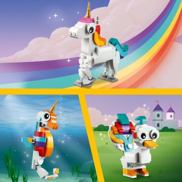 LEGO Creator Sihirli Tek Boynuzlu At 31140-7 Yaş ve Üzeri Çocuklar İçin Tek Boynuzlu At, Denizatı ve Tavus Kuşu İçeren Yaratıcı Oyuncak Yapım Seti (145 Parça)
