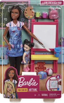 Barbie ve Meslekleri Oyun Seti - Resim Öğretmeni, Siyah Saçlı DHB63 - GJM30
