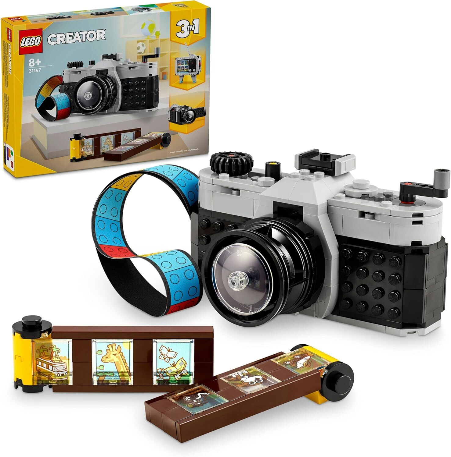 LEGO Creator Retro Fotoğraf Makinesi 31147-8 Yaş ve Üzeri Çocuklar için Televizyon ve Video Kamera Model Seçenekleri İçeren 3’ü 1 Arada Yaratıcı Oyuncak Yapım Seti (261 Parça)