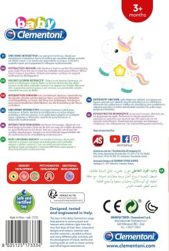 Clementoni Baby Clementoni - 17333 - İnteraktif Unicorn Çıngırak, 3 - 36 ay