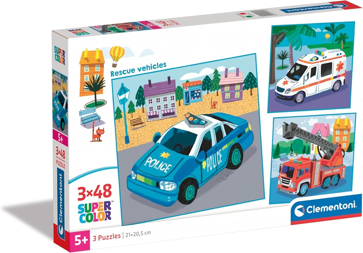 CLEMENTONI 3x48 Super Kolor Rescue vehicles [PUZZLE]