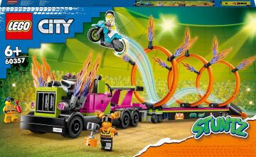 LEGO City Gösteri Kamyonu ve Ateş Çemberi Yarışması 60357-6 Yaş ve Üzeri Çocuklar İçin Motosikletli Minifigür İçeren Yaratıcı Oyuncak Yapım Seti (479 Parça)