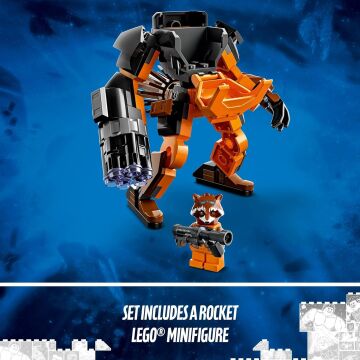 LEGO® Marvel Rocket Robot Zırhı 76243-6 Yaş ve Üzeri Çocuklar için Marvel Studios Galaksinin Koruyucuları Oyuncak Yapım Seti (98 Parça)