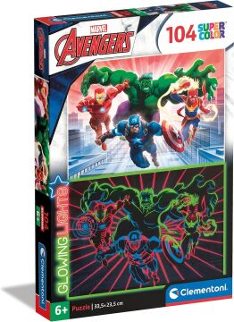 Clementoni - 104 Parça Glowing Lights Puzzle - Avengers