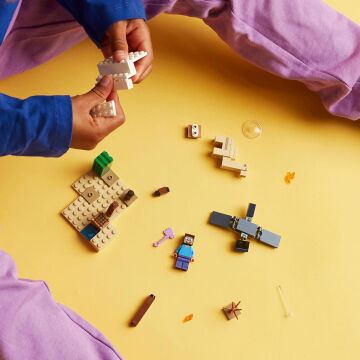LEGO Minecraft Steve'in Çöl Keşfi 21251-6 Yaş ve Üzeri Macera Oyunları Seven Çocuklar için 3 Adet LEGO Minecraft Minifigürü içeren Yaratıcı Oyuncak Yapım Seti (75 Parça)