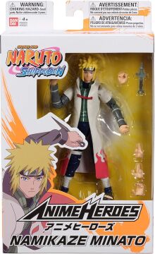 BANDAI 16 cm Minato Namikaze Poz Verilebilir Figür, Anime Heroes Naruto Serisi