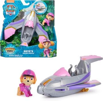 PAW PATROL Jungle Pups Skye figürlü Şahin Aracı (temel araç), 3 yaşından büyük çocuklar için oyuncak