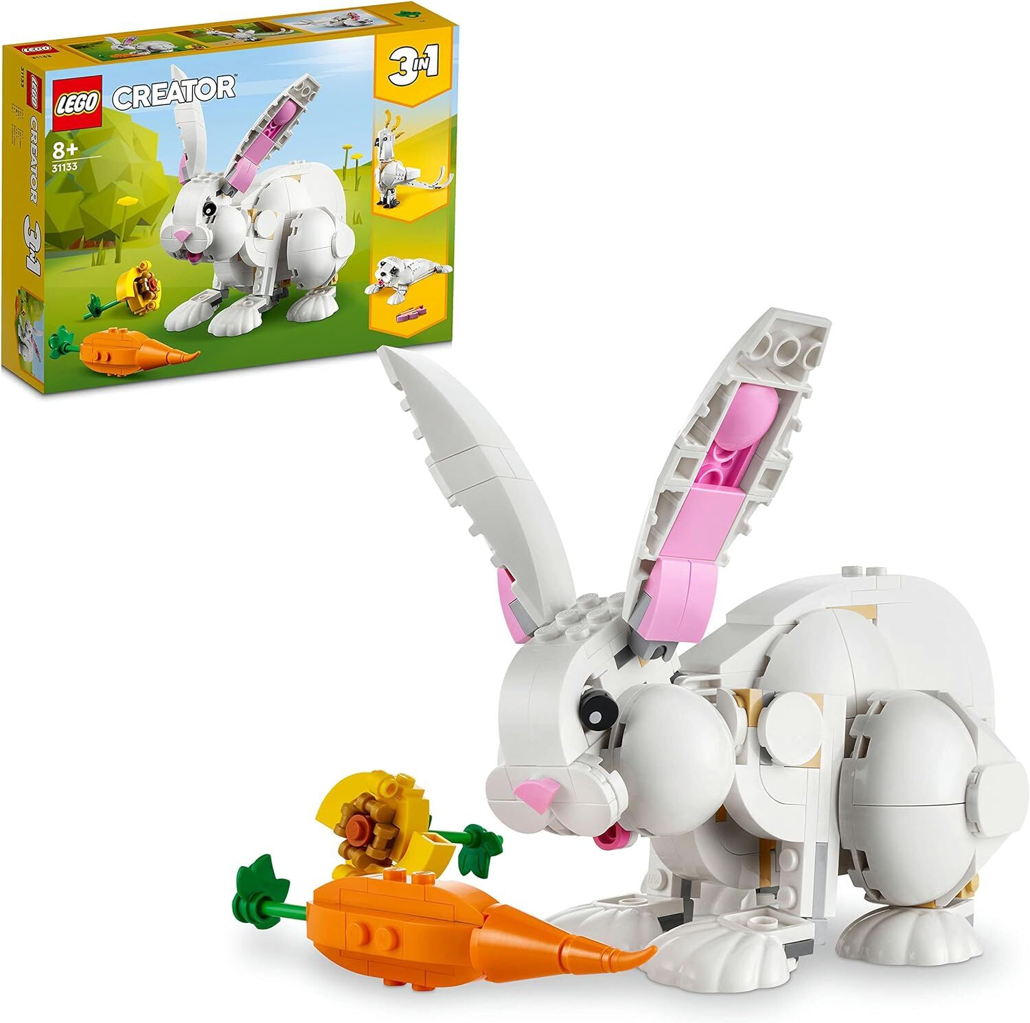 LEGO® Creator 3’ü 1 Arada Beyaz Tavşan 31133-8 Yaş ve Üzeri Çocuklar için Kakadu Papağanı ve Beyaz Fok İçeren Yaratıcı Oyuncak Yapım Seti (258 Parça)