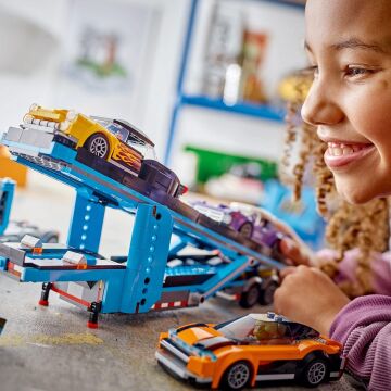 LEGO City Spor Arabalı Araç Taşıma Kamyonu 60408-7 Yaş ve Üzeri Çocuklar için 4 Araç İçeren Yaratıcı Oyuncak Yapım Seti (998 Parça)