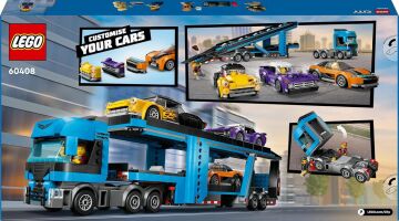 LEGO City Spor Arabalı Araç Taşıma Kamyonu 60408-7 Yaş ve Üzeri Çocuklar için 4 Araç İçeren Yaratıcı Oyuncak Yapım Seti (998 Parça)