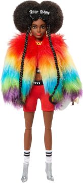 Barbie Extra - Gökkuşağı Renkli Ceketli Bebek, Fino Figürü İle, 3-9 Yaş Arası Kızlar İçin İdeal Bir Hediye GVR04